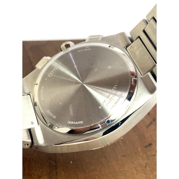 Citizen Mens Watch Eco-Drive CA4580-50E Chronograph Black Dial Silver Steel 43mm - Picture 7 of 15